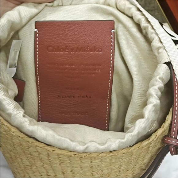 Chloe WOODY Straw Woven Bucket Bag Vegetable Basket - Picture 7 of 7